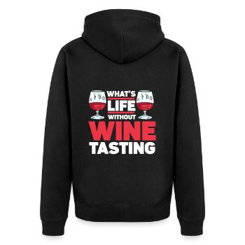 Wine Tasting Funny Wine Lover - Unisex Premium Bio Zip Hoodie - Schwarz - Hinten - Nico (187cm)