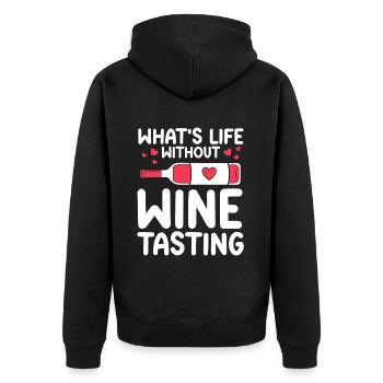 Wine Tasting Funny Wine Lover - Unisex Premium Bio Zip Hoodie - Schwarz - Hinten - Nico (187cm)