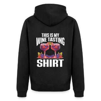 Wine Tasting Funny Wine Lover - Unisex Premium Bio Zip Hoodie - Schwarz - Hinten - Nico (187cm)