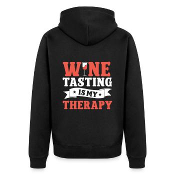 Wine Tasting Funny Wine Lover - Unisex Premium Bio Zip Hoodie - Schwarz - Hinten - Nico (187cm)
