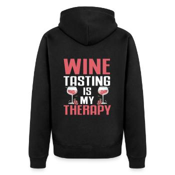 Wine Tasting Funny Wine Lover - Unisex Premium Organic Zip Hoodie - black - Back - Nico (187cm)