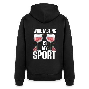 Wine Tasting Funny Wine Lover - Unisex Premium Bio Zip Hoodie - Schwarz - Hinten - Nico (187cm)