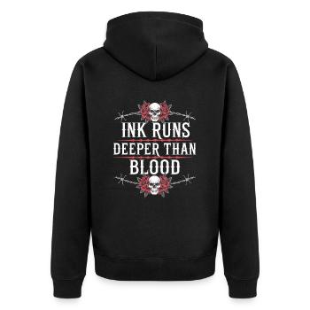 Tattoo Studio Tattoo Artist Tattoo Ideen - Unisex Premium Bio Zip Hoodie - Schwarz - Hinten - Nico (187cm)