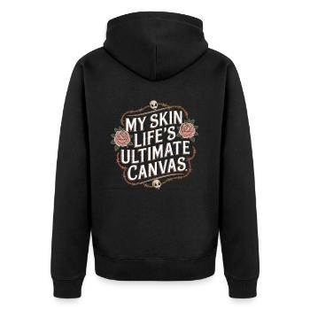 Tattoo Studio Tattoo Artist Tattoo Ideen - Unisex Premium Bio Zip Hoodie - Schwarz - Hinten - Nico (187cm)