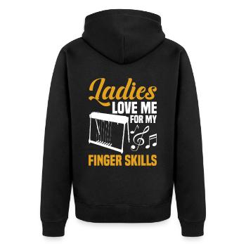 Pedal Steel Guitarist String Instrument Mountain - Unisex Premium Bio Zip Hoodie - Schwarz - Hinten - Nico (187cm)