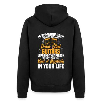 Pedal Steel Guitarist String Instrument Mountain - Unisex Premium Bio Zip Hoodie - Schwarz - Hinten - Nico (187cm)