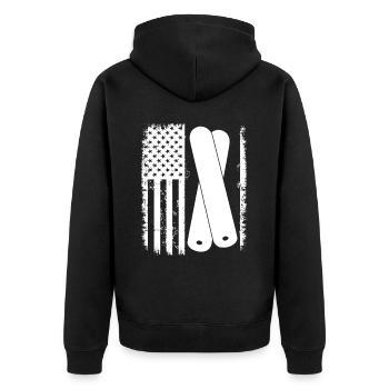 Pedal Steel Guitarist String Instrument Mountain - Unisex Premium Bio Zip Hoodie - Schwarz - Hinten - Nico (187cm)
