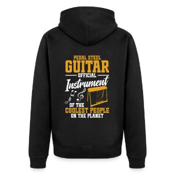 Pedal Steel Guitarist String Instrument Mountain - Unisex Premium Bio Zip Hoodie - Schwarz - Hinten - Nico (187cm)