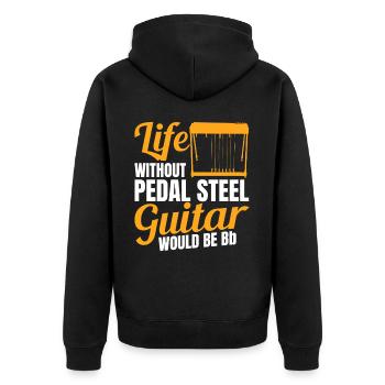 Pedal Steel Guitarist String Instrument Mountain - Unisex Premium Bio Zip Hoodie - Schwarz - Hinten - Nico (187cm)