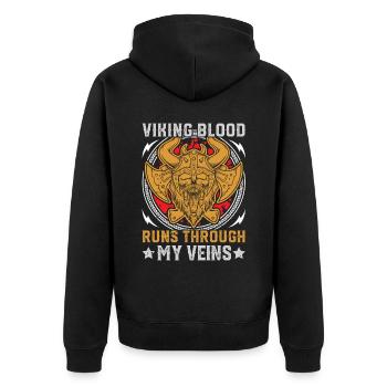 Wikinger Mythos Odin Ravens Huginn - Unisex Premium Bio Zip Hoodie - Schwarz - Hinten - Nico (187cm)