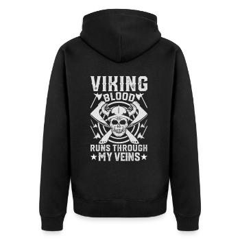 Wikinger Mythos Odin Ravens Huginn - Unisex Premium Bio Zip Hoodie - Schwarz - Hinten - Nico (187cm)