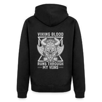 Wikinger Mythos Odin Ravens Huginn - Unisex Premium Bio Zip Hoodie - Schwarz - Hinten - Nico (187cm)