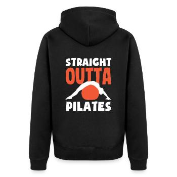Pilates Straight Outta Pilates Style - Unisex Premium Organic Zip Hoodie - black - Back - Nico (187cm)