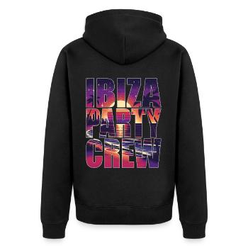 Ibiza Party Crew Balearen Urlaub - Unisex Premium Bio Zip Hoodie - Schwarz - Hinten - Nico (187cm)