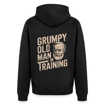 Grumpy Old Man Grumpy - Unisex Premium Organic Zip Hoodie - black - Back - Nico (187cm)