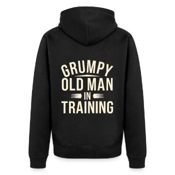 Grumpy Old Man Grumpy - Unisex Premium Organic Zip Hoodie - black - Back - Nico (187cm)