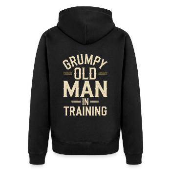 Grumpy Old Man Grumpy - Unisex Premium Organic Zip Hoodie - black - Back - Nico (187cm)