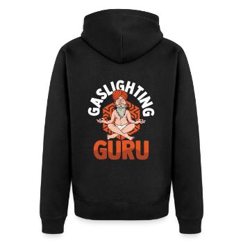 True Professional Gaslighting - Unisex Premium Organic Zip Hoodie - black - Back - Nico (187cm)