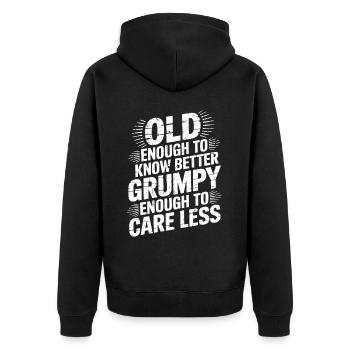 Grumpy Old Man Grumpy - Unisex Premium Organic Zip Hoodie - black - Back - Nico (187cm)