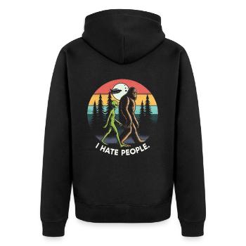 Alien UFO Alien Galaxy Geschnek - Unisex Premium Organic Zip Hoodie - black - Back - Nico (187cm)