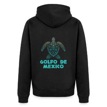 golfo de mexico - Unisex Premium Bio Zip Hoodie - Schwarz - Hinten - Nico (187cm)