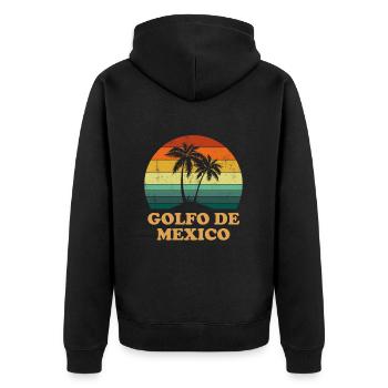 golfo de mexico - Unisex Premium Bio Zip Hoodie - Schwarz - Hinten - Nico (187cm)