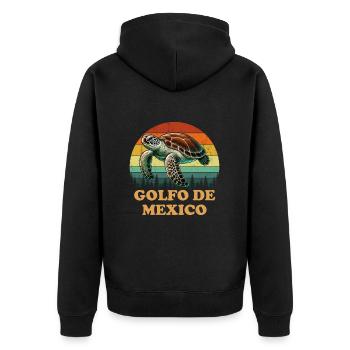 golfo de mexico - Unisex Premium Bio Zip Hoodie - Schwarz - Hinten - Nico (187cm)