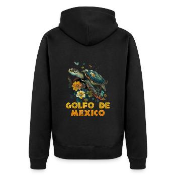 golfo de mexico - Unisex Premium Bio Zip Hoodie - Schwarz - Hinten - Nico (187cm)