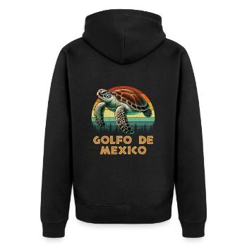 golfo de mexico - Unisex Premium Bio Zip Hoodie - Schwarz - Hinten - Nico (187cm)