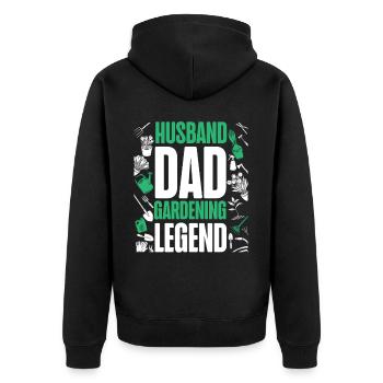 Plant Lover Gardening Dad Husband - Unisex Premium Bio Zip Hoodie - Schwarz - Hinten - Nico (187cm)