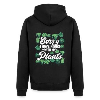 Plant Lover Gardening Sorry I Have - Unisex Premium Bio Zip Hoodie - Schwarz - Hinten - Nico (187cm)