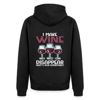 Wine Tasting Funny Wine Lover - Unisex Premium Organic Zip Hoodie - black - Back - Nico (187cm)