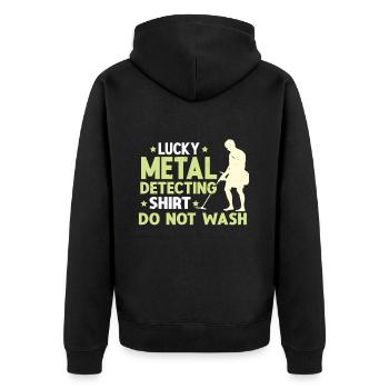 Metal Detector Shirt for Men Lucky Metal Detecting - Unisex Premium Bio Zip Hoodie - Schwarz - Hinten - Nico (187cm)