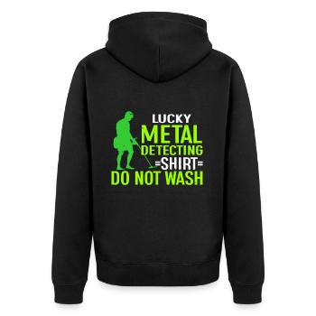 Metal Detector Shirt for Men Lucky Metal Detecting - Unisex Premium Bio Zip Hoodie - Schwarz - Hinten - Nico (187cm)