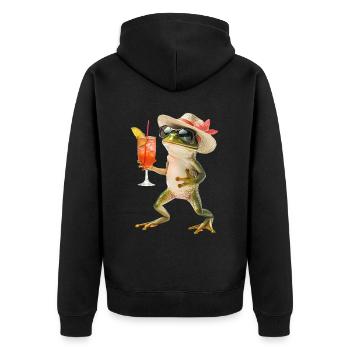 Frosch - Unisex Premium Bio Zip Hoodie - Schwarz - Hinten - Nico (187cm)