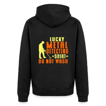 Metal Detector Shirt for Men Lucky Metal Detecting - Unisex Premium Bio Zip Hoodie - Schwarz - Hinten - Nico (187cm)