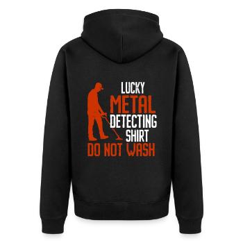 Metal Detector Shirt for Men Lucky Metal Detecting - Unisex Premium Bio Zip Hoodie - Schwarz - Hinten - Nico (187cm)