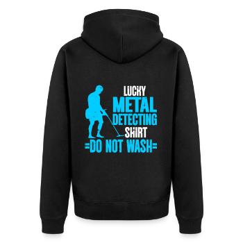 Metal Detector Shirt for Men Lucky Metal Detecting - Unisex Premium Bio Zip Hoodie - Schwarz - Hinten - Nico (187cm)
