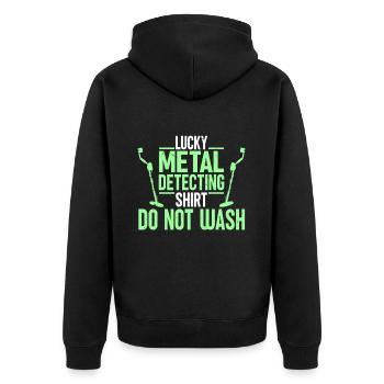 Metal Detector Shirt for Men Lucky Metal Detecting - Unisex Premium Bio Zip Hoodie - Schwarz - Hinten - Nico (187cm)