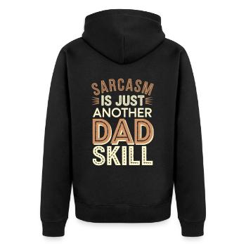 Geschenke Zum Vatertag Für Papa - Unisex Premium Bio Zip Hoodie - Schwarz - Hinten - Nico (187cm)