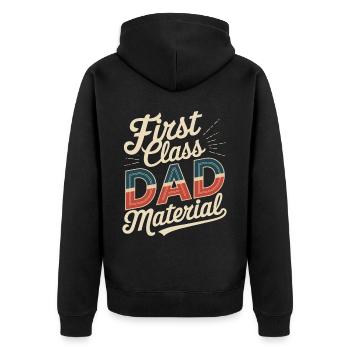 Geschenke Zum Vatertag Für Papa - Unisex Premium Bio Zip Hoodie - Schwarz - Hinten - Nico (187cm)