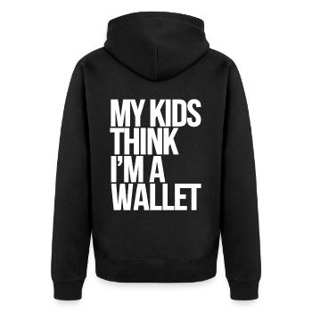Geschenke Zum Vatertag Für Papa - Unisex Premium Bio Zip Hoodie - Schwarz - Hinten - Nico (187cm)