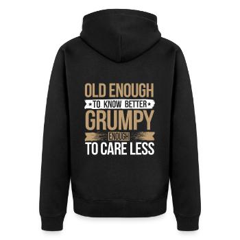 Grumpy Old Man Grumpy - Unisex Premium Organic Zip Hoodie - black - Back - Nico (187cm)