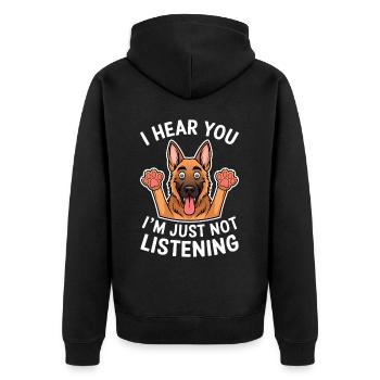German Shepherd Saying German Shepherd Gift - Unisex Premium Organic Zip Hoodie - black - Back - Nico (187cm)