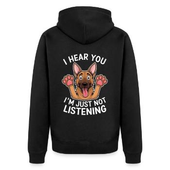 German Shepherd Saying German Shepherd Gift - Unisex Premium Organic Zip Hoodie - black - Back - Nico (187cm)