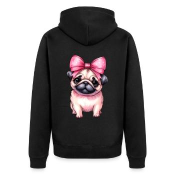 Coquette Bow Pug Dog Mom Pink Bow Mom - Unisex Premium Organic Zip Hoodie - black - Back - Nico (187cm)