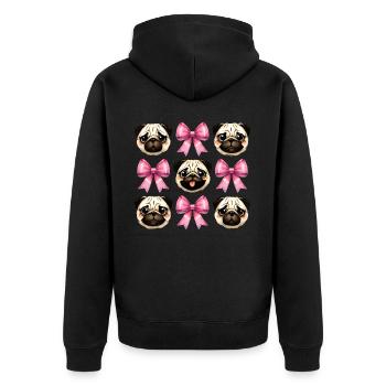 Coquette Bow Pug Dog Mom Pink Bow Mom - Unisex Premium Organic Zip Hoodie - black - Back - Nico (187cm)