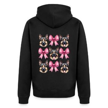 Coquette noeud berger allemand maman ruban rose - Veste à capuche bio Premium Unisexe - noir - Dos - Nico (187cm)