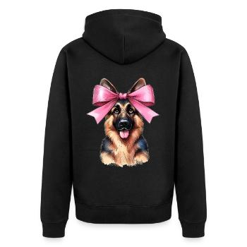 Coquette Bow German Shepherd Mom Pink Ribbon - Unisex Premium Organic Zip Hoodie - black - Back - Nico (187cm)