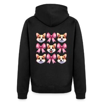Coquette Bow Corgi Dog Mom Pink Bow Mom - Unisex Premium Organic Zip Hoodie - black - Back - Nico (187cm)